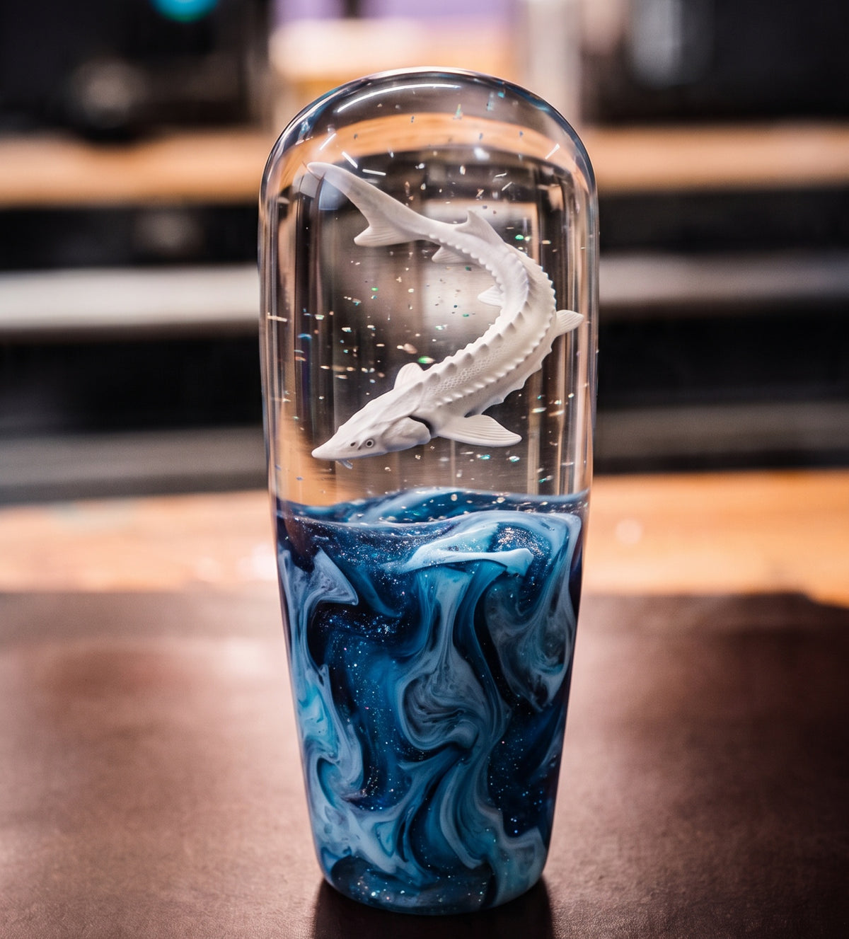 Custom White Sturgeon Resin Shift Knob